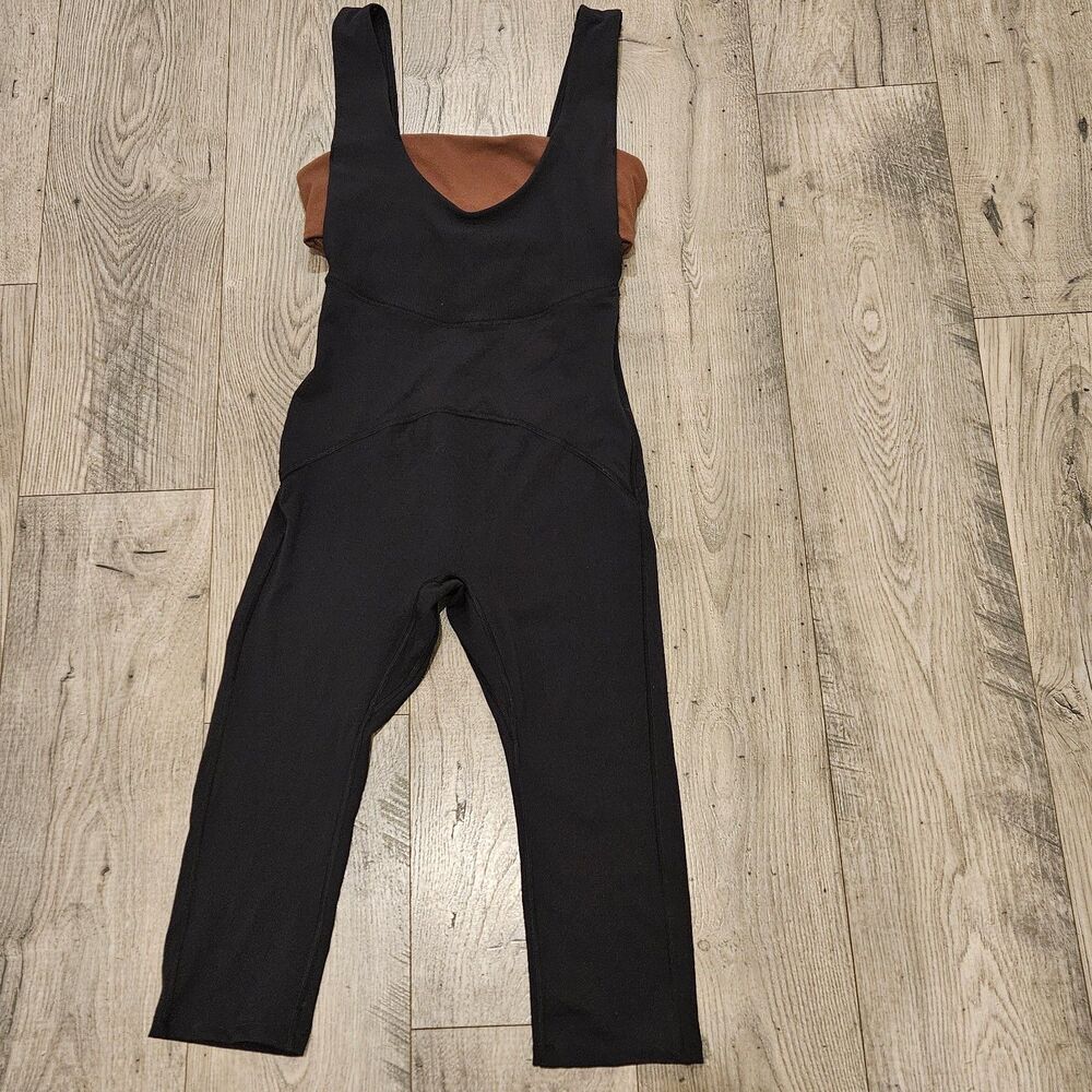 Free People Movement Black and Brown She's a Maniac Jumpsuit Woman Size S
